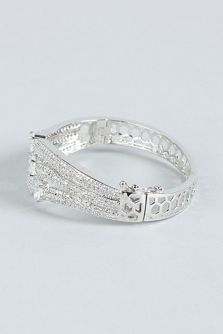 White Finish Faux Diamond Bracelet by Aster at Pernia's Pop Up Shop