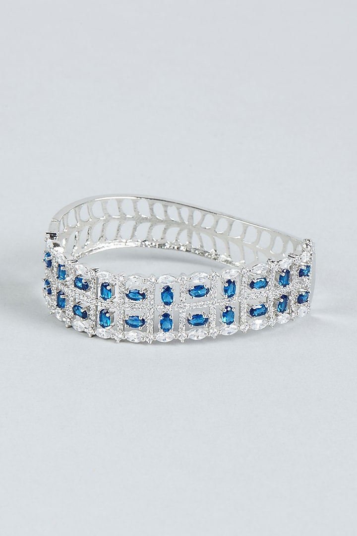 White Finish Diamond & Blue Synthetic Stone Bracelet by Aster at Pernia's Pop Up Shop