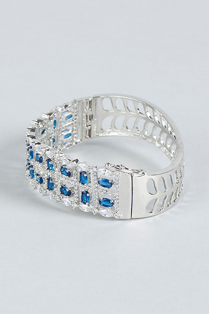 White Finish Diamond & Blue Synthetic Stone Bracelet by Aster at Pernia's Pop Up Shop