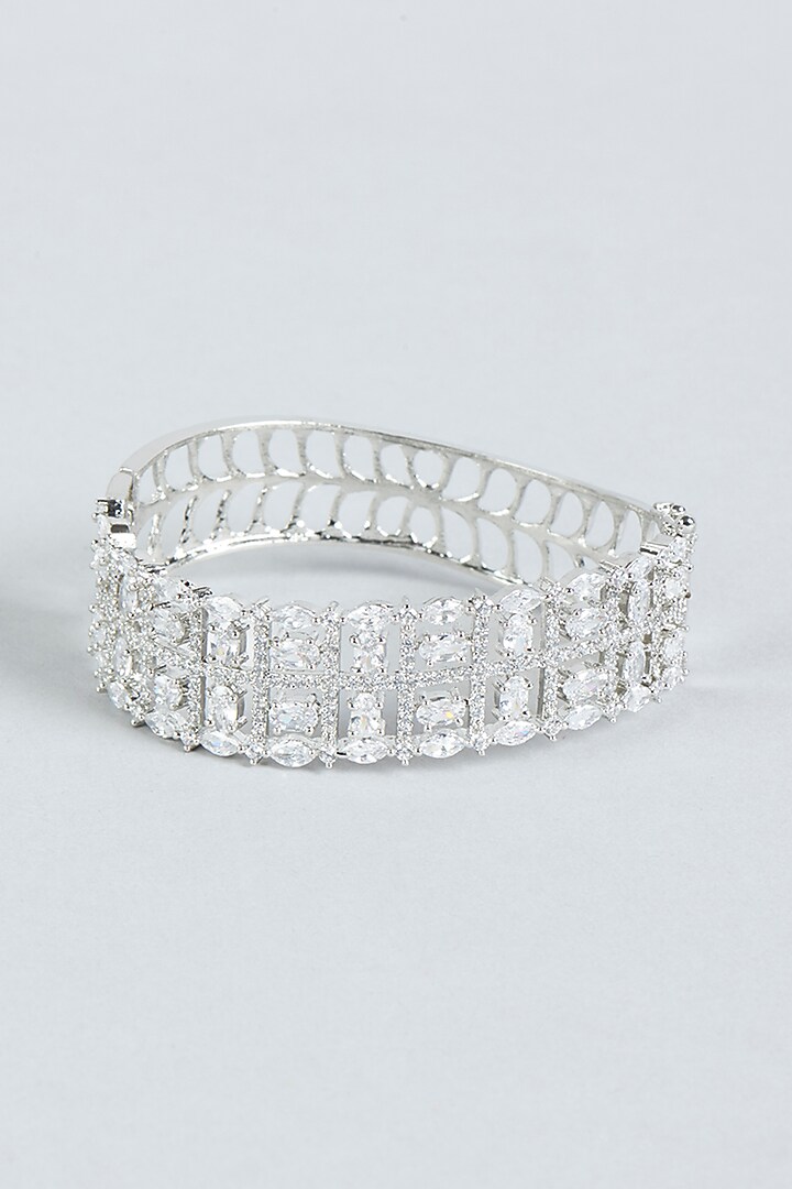 White Finish Faux Diamond Bracelet by Aster at Pernia's Pop Up Shop