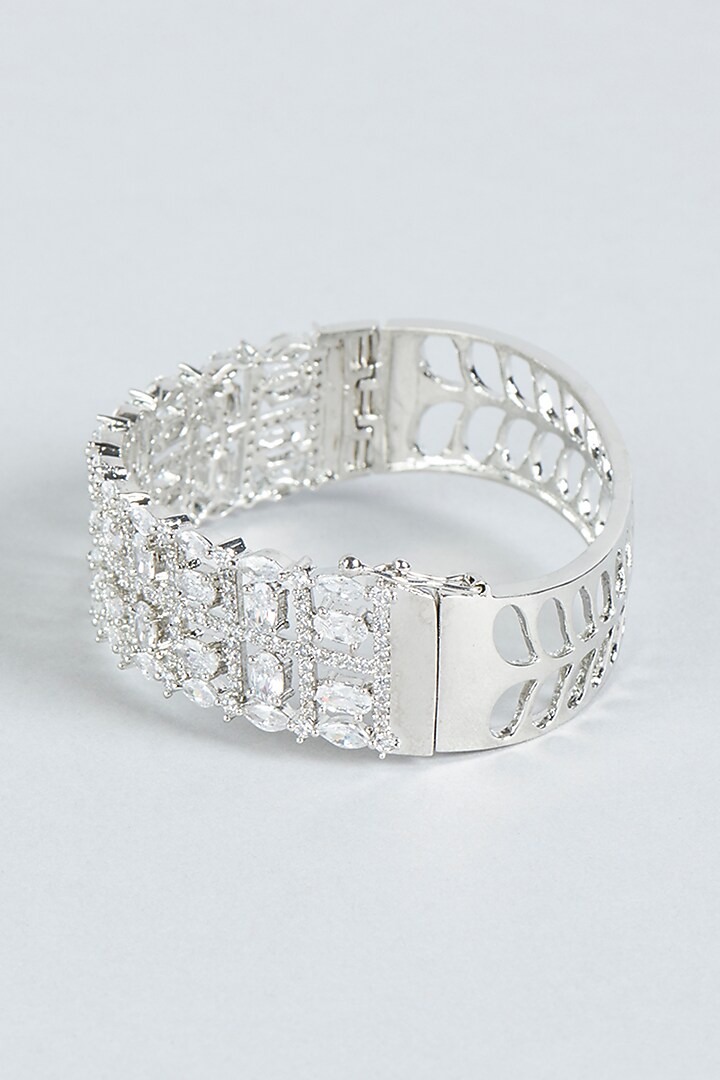 White Finish Faux Diamond Bracelet by Aster at Pernia's Pop Up Shop
