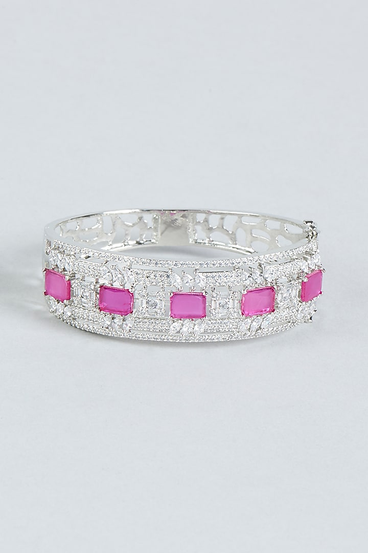 White Finish Diamond & Red Stone Bracelet by Aster at Pernia's Pop Up Shop