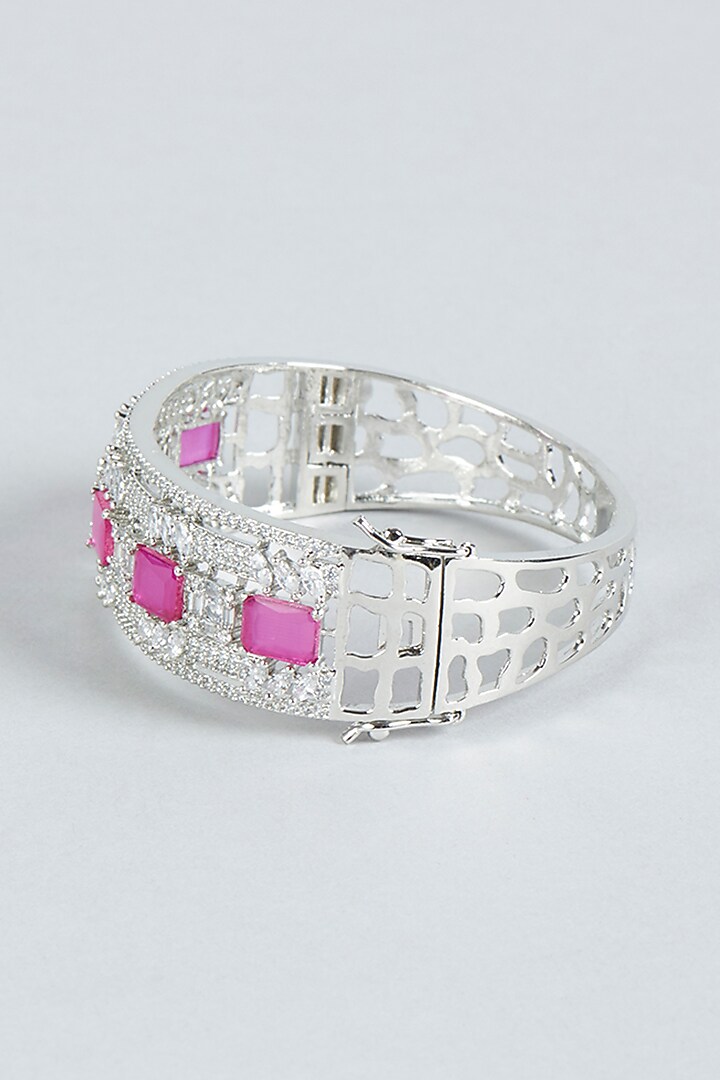 White Finish Diamond & Red Stone Bracelet by Aster at Pernia's Pop Up Shop