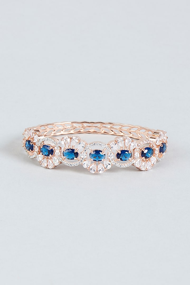 Rose Gold Finish Diamond & Blue Stone Bracelet by Aster at Pernia's Pop Up Shop