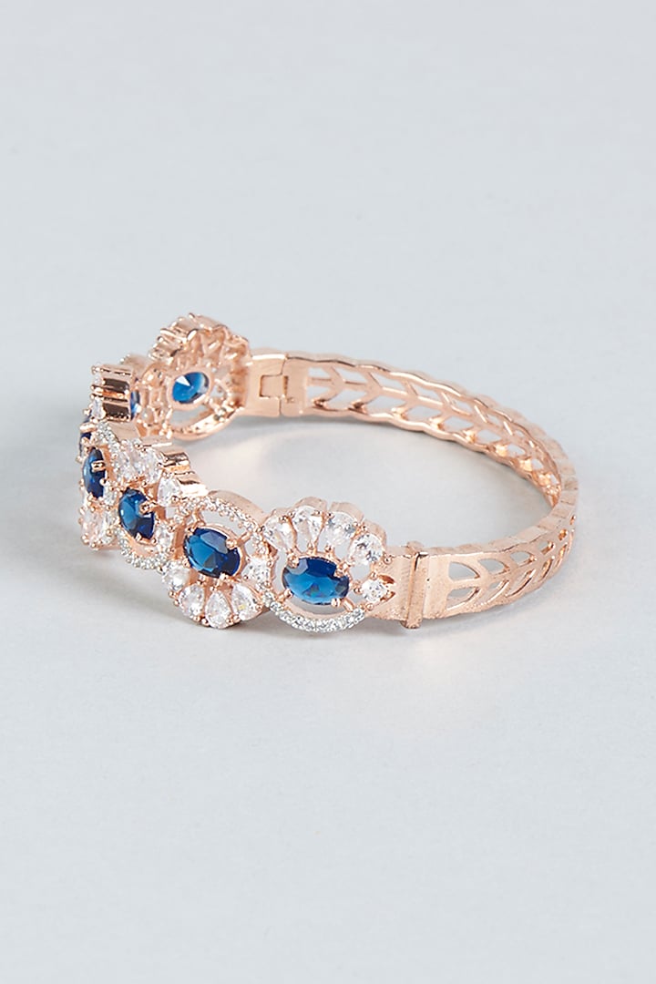 Rose Gold Finish Diamond & Blue Stone Bracelet by Aster at Pernia's Pop Up Shop