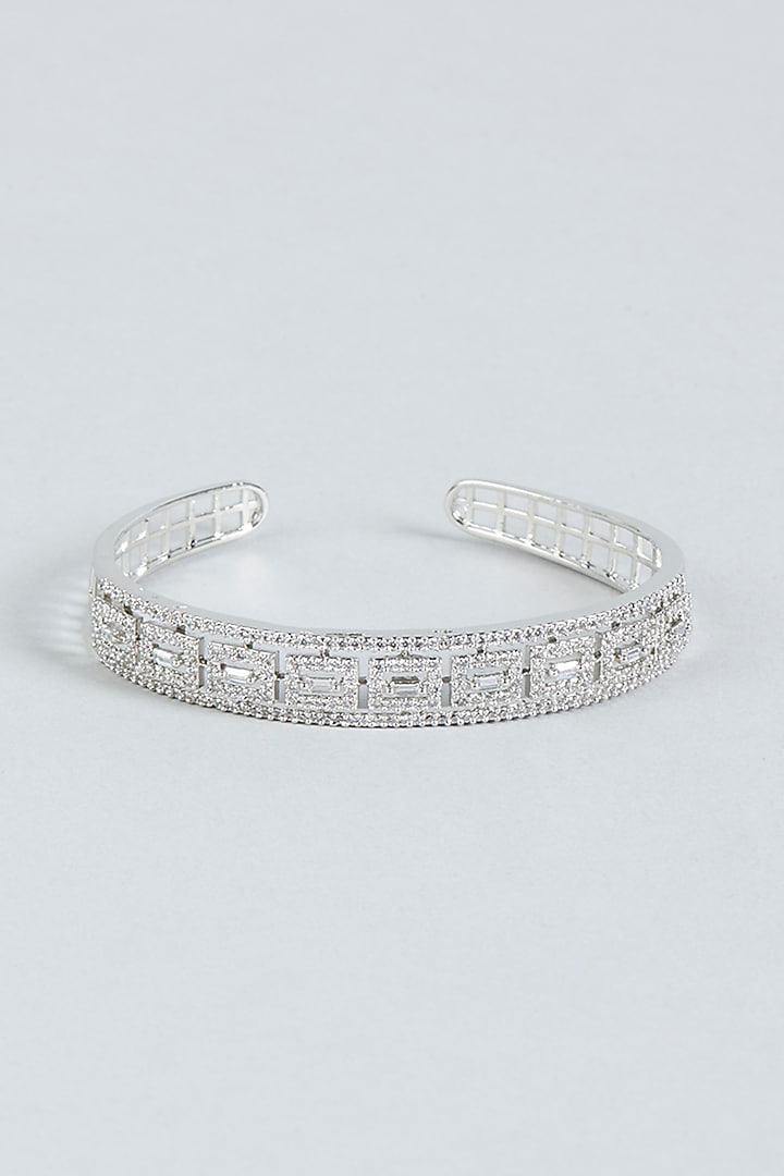 White Finish Faux Diamond Bracelet by Aster at Pernia's Pop Up Shop