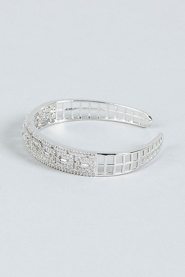 White Finish Faux Diamond Bracelet by Aster at Pernia's Pop Up Shop