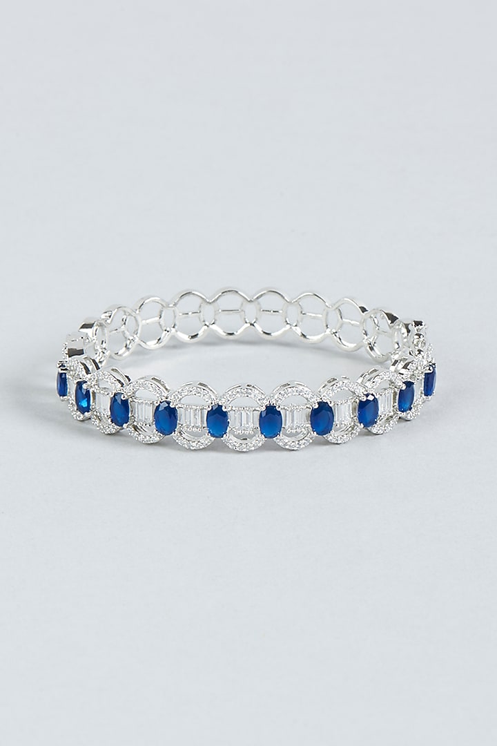 White Finish Diamond & Blue Stone Bracelet by Aster at Pernia's Pop Up Shop