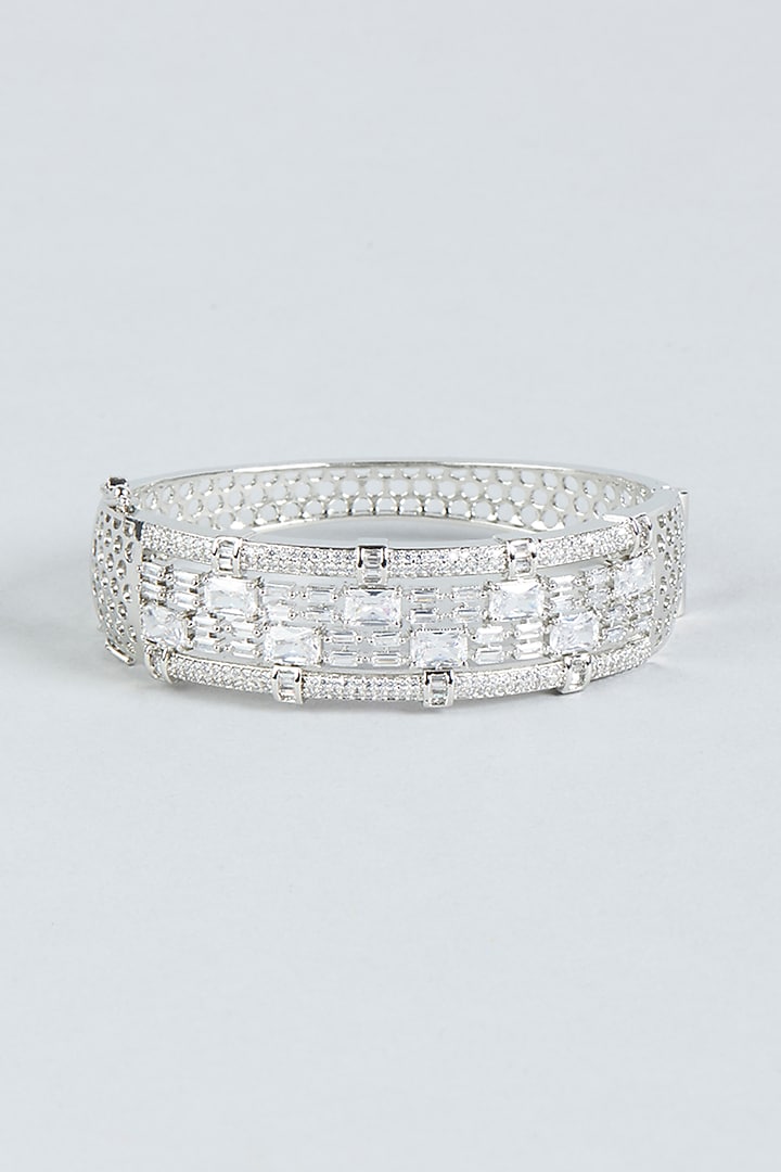 White Finish Faux Diamond Bracelet by Aster at Pernia's Pop Up Shop