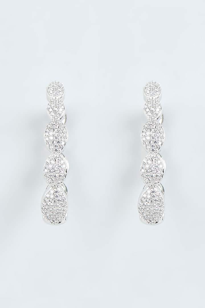 White Finish Faux Diamonds Hoop Earrings by Aster at Pernia's Pop Up Shop
