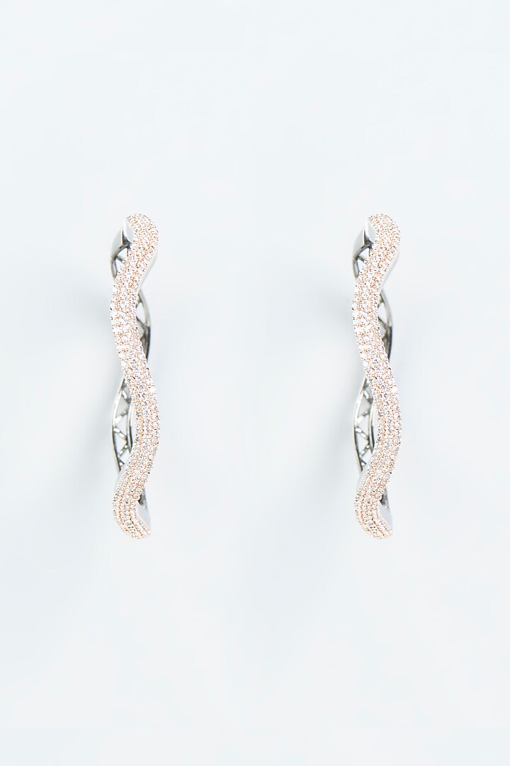 Two Tone Finish Zircon Hoop Earrings by Aster at Pernia's Pop Up Shop