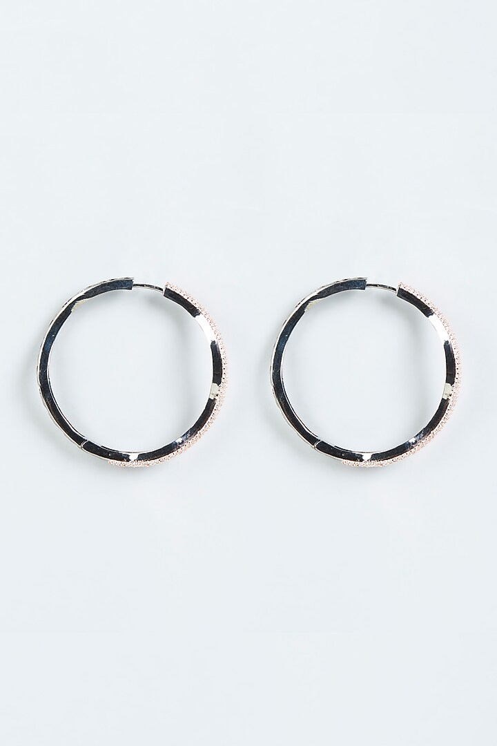 Two Tone Finish Zircon Hoop Earrings by Aster at Pernia's Pop Up Shop