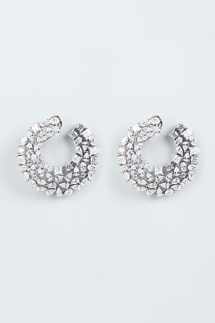 Black Finish Faux Diamonds Hoop Earrings by Aster at Pernia's Pop Up Shop