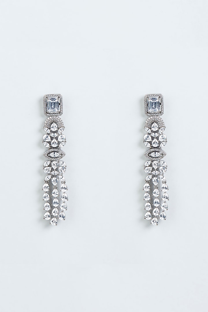 Black Finish Zircon Dangler Earrings by Aster at Pernia's Pop Up Shop