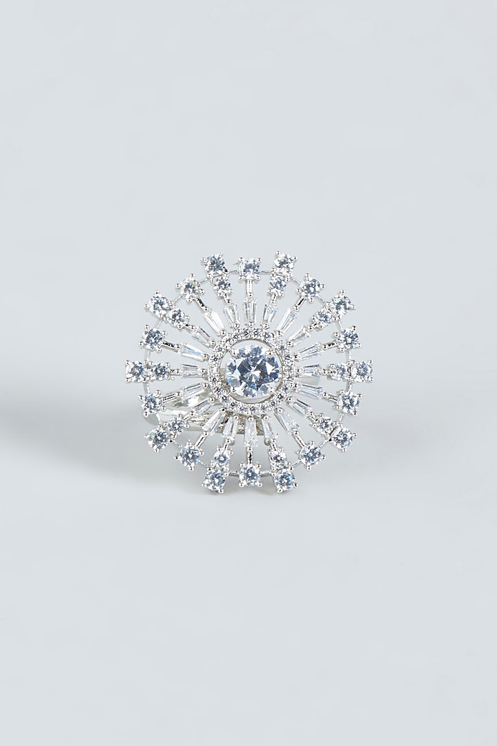 White Finish Zircon Stud Earrings by Aster at Pernia's Pop Up Shop