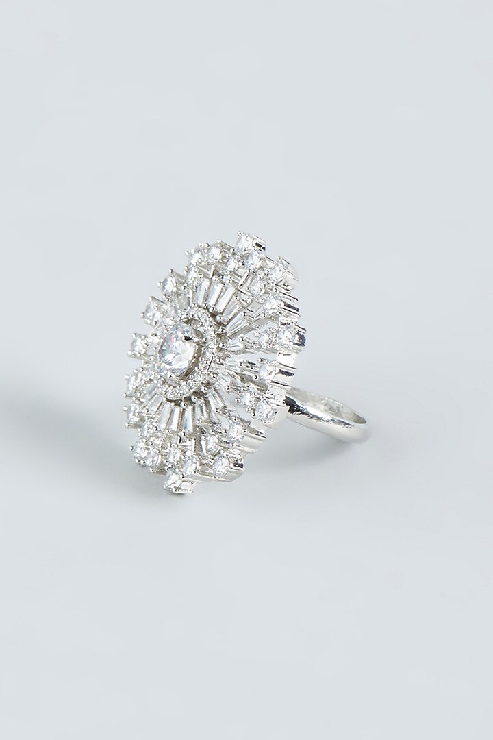 White Finish Zircon Stud Earrings by Aster at Pernia's Pop Up Shop