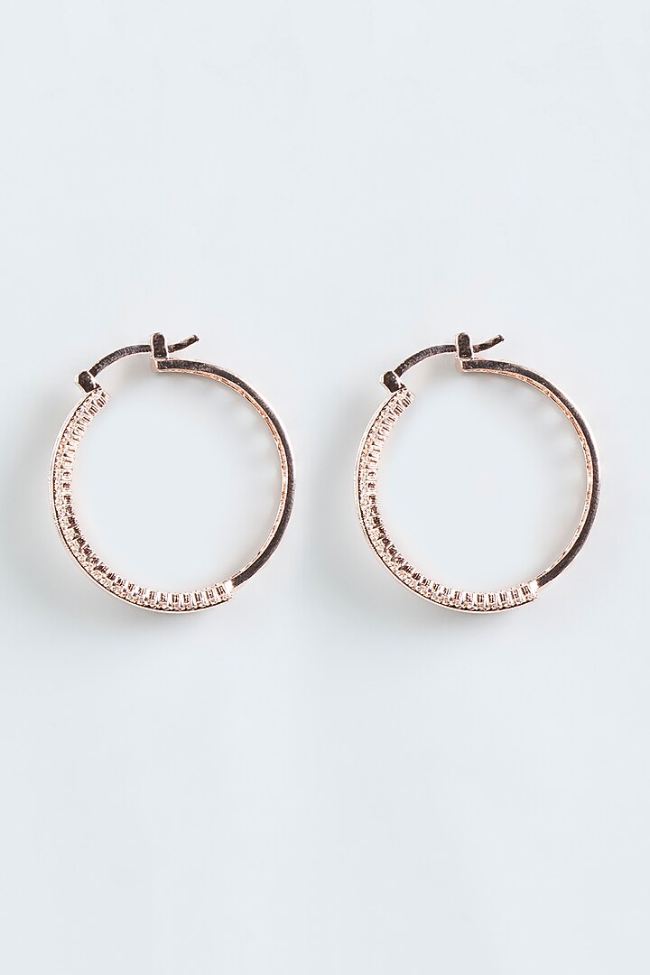 Rose Gold Finish Zircon Hoop Earrings by Aster at Pernia's Pop Up Shop