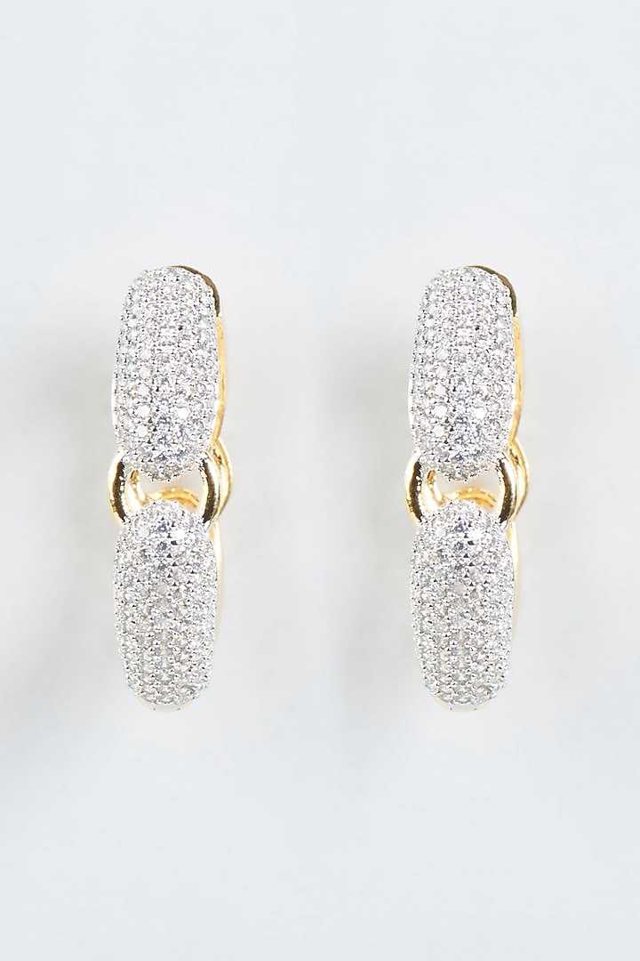 Gold Finish Faux Diamonds Hoop Earrings by Aster at Pernia's Pop Up Shop