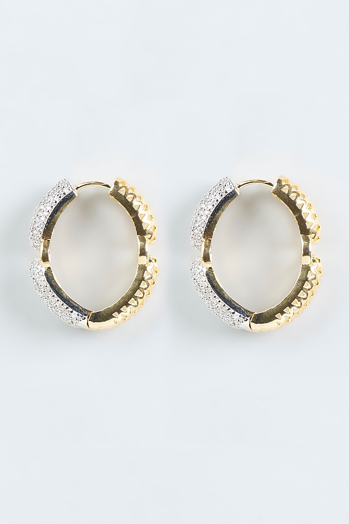Gold Finish Faux Diamonds Hoop Earrings by Aster at Pernia's Pop Up Shop