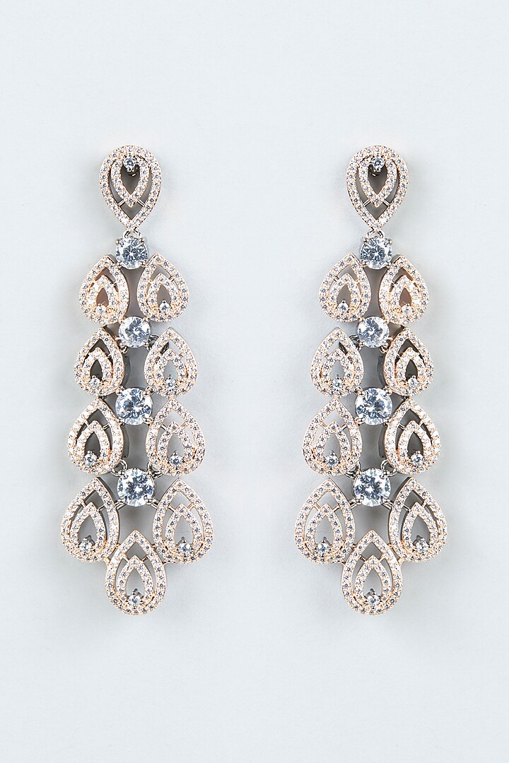Two Tone Finish Faux Diamond Earrings by Aster