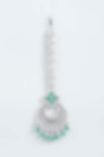 White Finish Emerald & Zircon Maangtikka by Aster