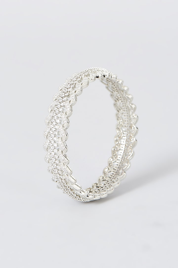 White Finish Zircon Bangles (Set of 2) by Aster at Pernia's Pop Up Shop