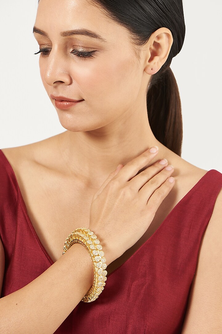 Gold Finish Zircon Bangle by Aster at Pernia's Pop Up Shop