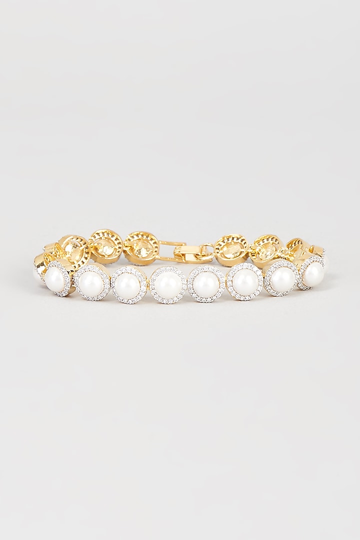 Gold Finish Pearl Bracelet by Aster at Pernia's Pop Up Shop