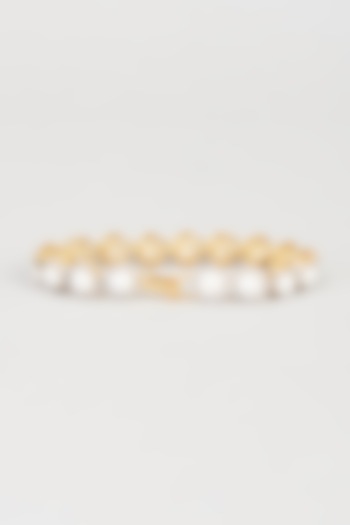 Gold Finish Pearl Bracelet by Aster at Pernia's Pop Up Shop