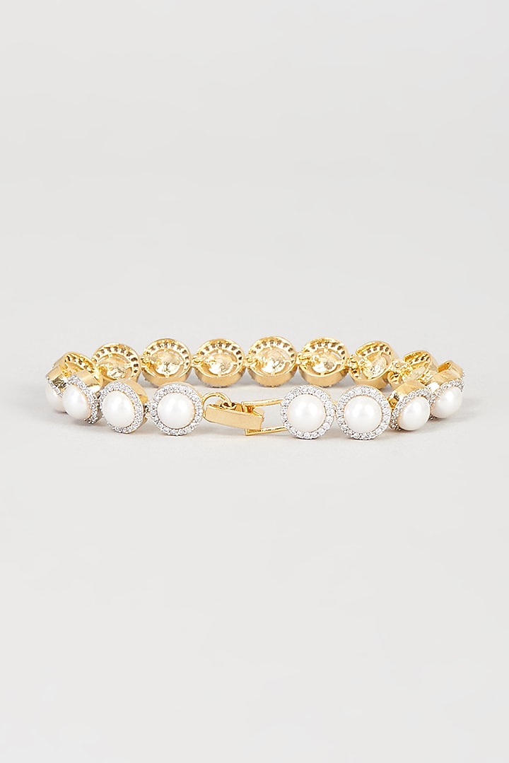 Gold Finish Pearl Bracelet by Aster at Pernia's Pop Up Shop