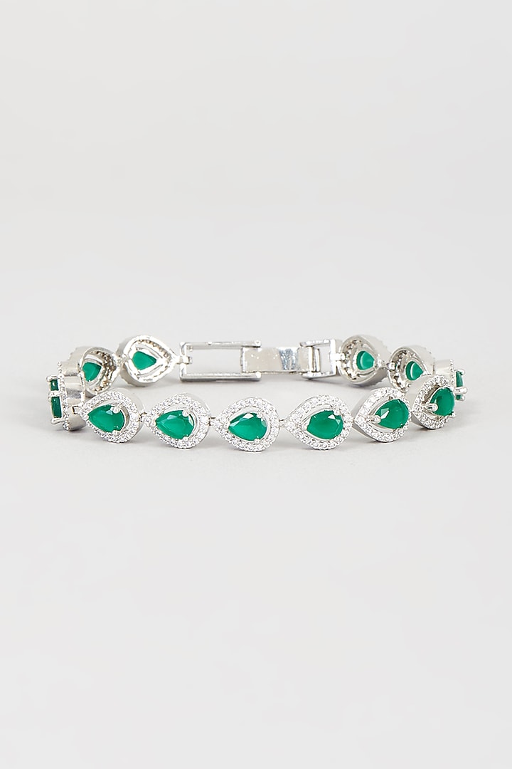 White Finish Faux Diamond & Green Stone Bracelet
by Aster at Pernia's Pop Up Shop
