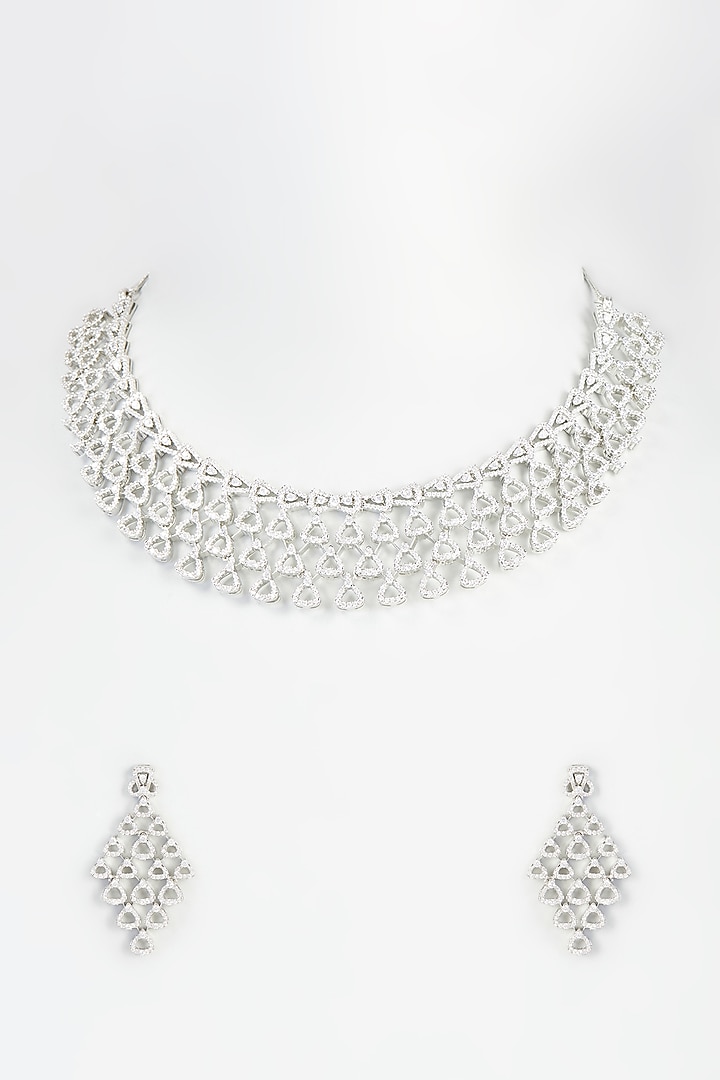 White Finish Faux Diamond Necklace Set
by Aster at Pernia's Pop Up Shop
