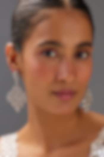 White Finish Zircon Dangler Earrings by Aster at Pernia's Pop Up Shop