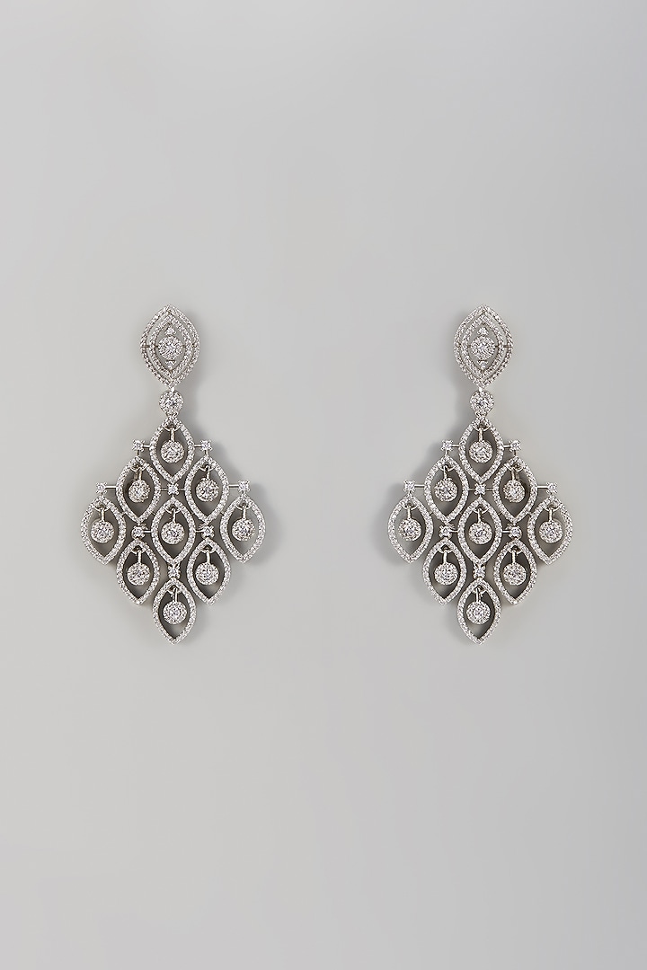 White Finish Zircon Dangler Earrings by Aster at Pernia's Pop Up Shop