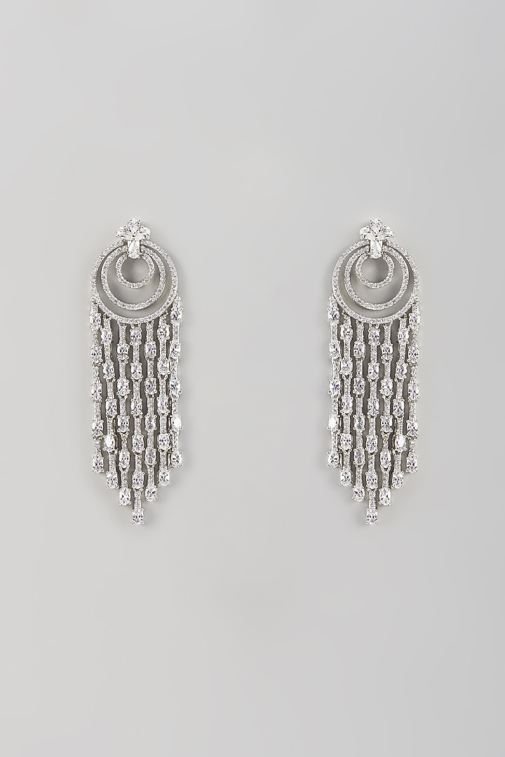 White Finish Zircon Dangler Earrings by Aster at Pernia's Pop Up Shop