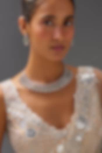 White Finish Zircon & Emerald Stone Necklace Set by Aster at Pernia's Pop Up Shop