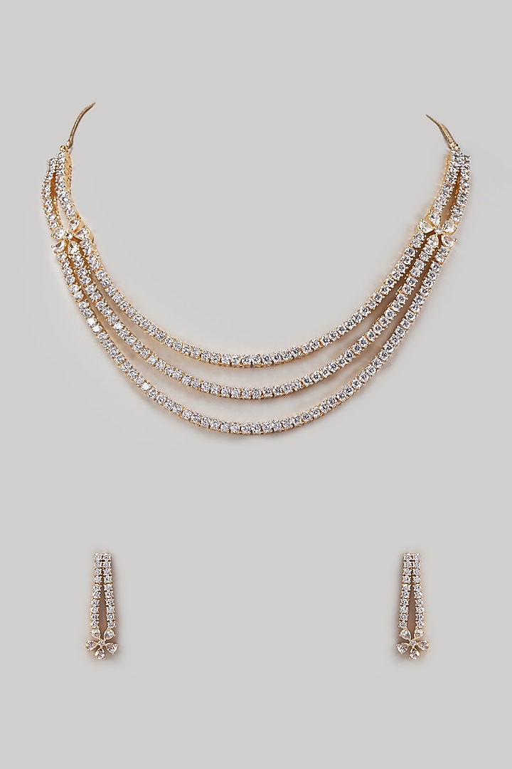 White Finish Zircon Necklace Set by Aster at Pernia's Pop Up Shop
