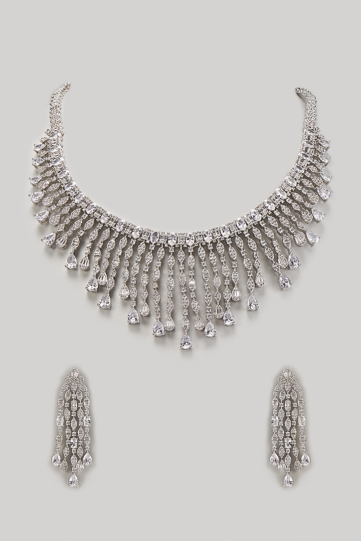 White Finish Zircon Necklace Set by Aster at Pernia's Pop Up Shop