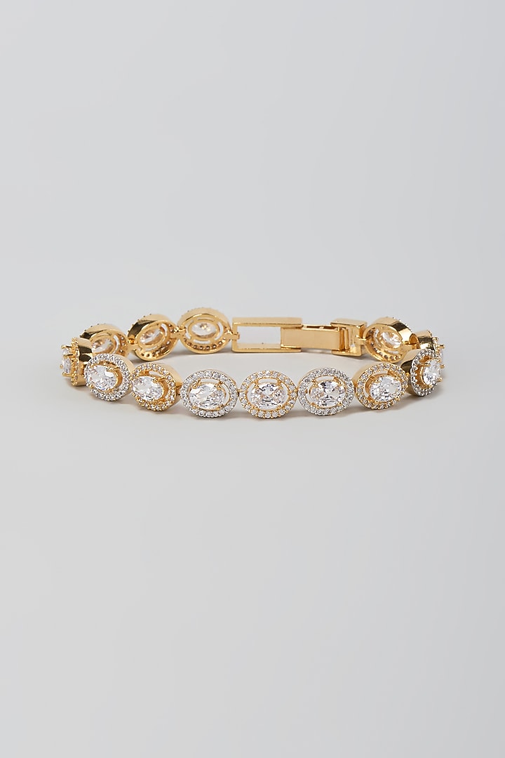 Gold Finish Zircon Openable Bracelet by Aster at Pernia's Pop Up Shop
