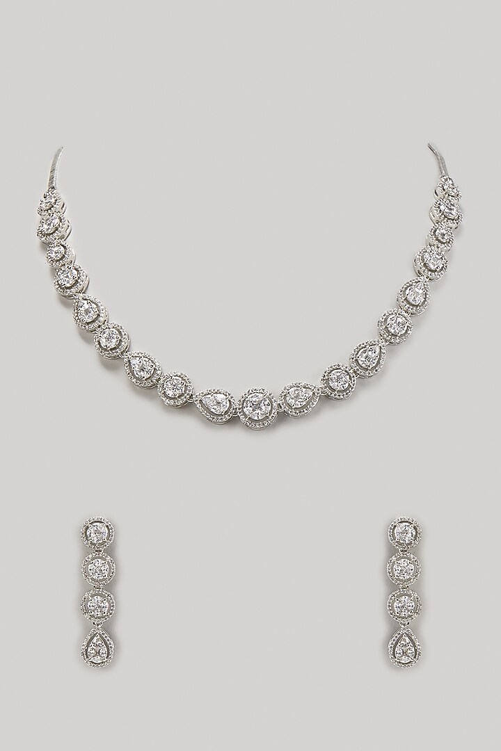 White Finish Zircon Necklace Set by Aster at Pernia's Pop Up Shop