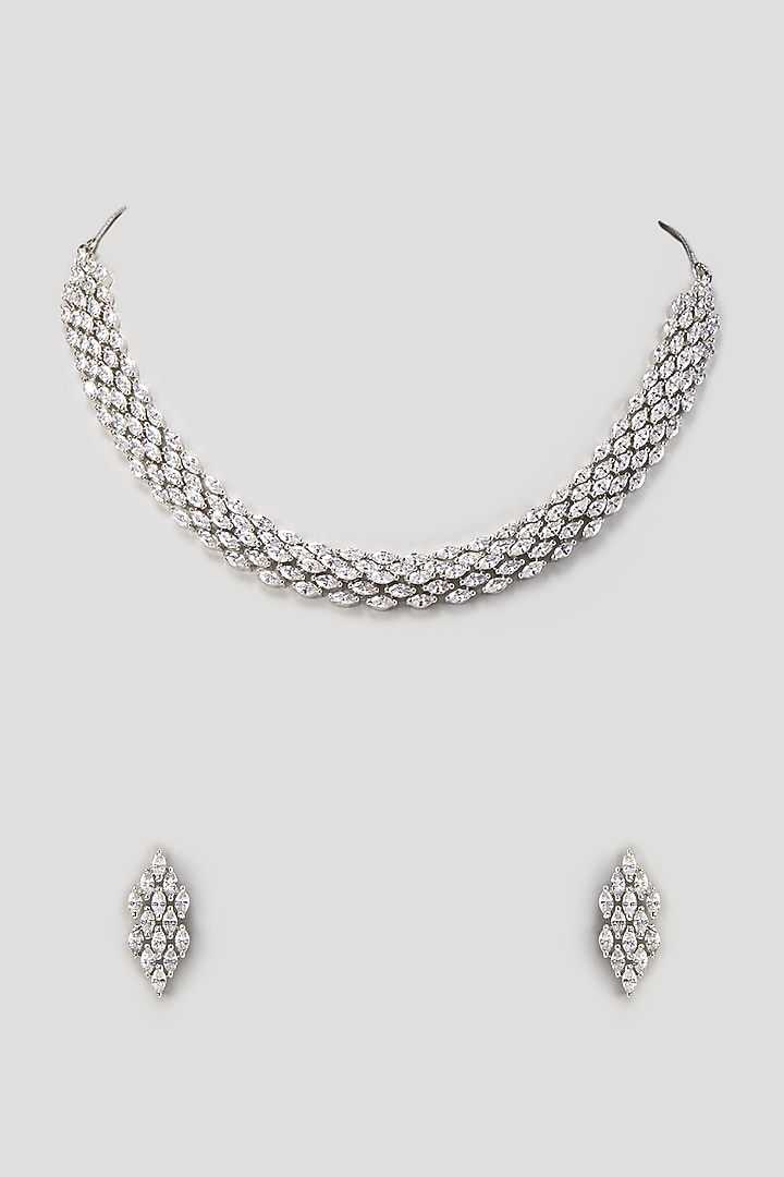 White Finish Zircon Necklace Set by Aster at Pernia's Pop Up Shop