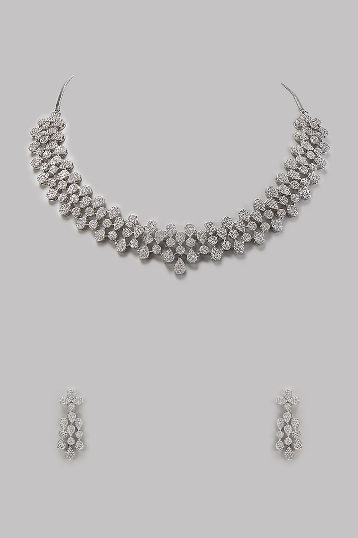White Finish Zircon Necklace Set by Aster at Pernia's Pop Up Shop