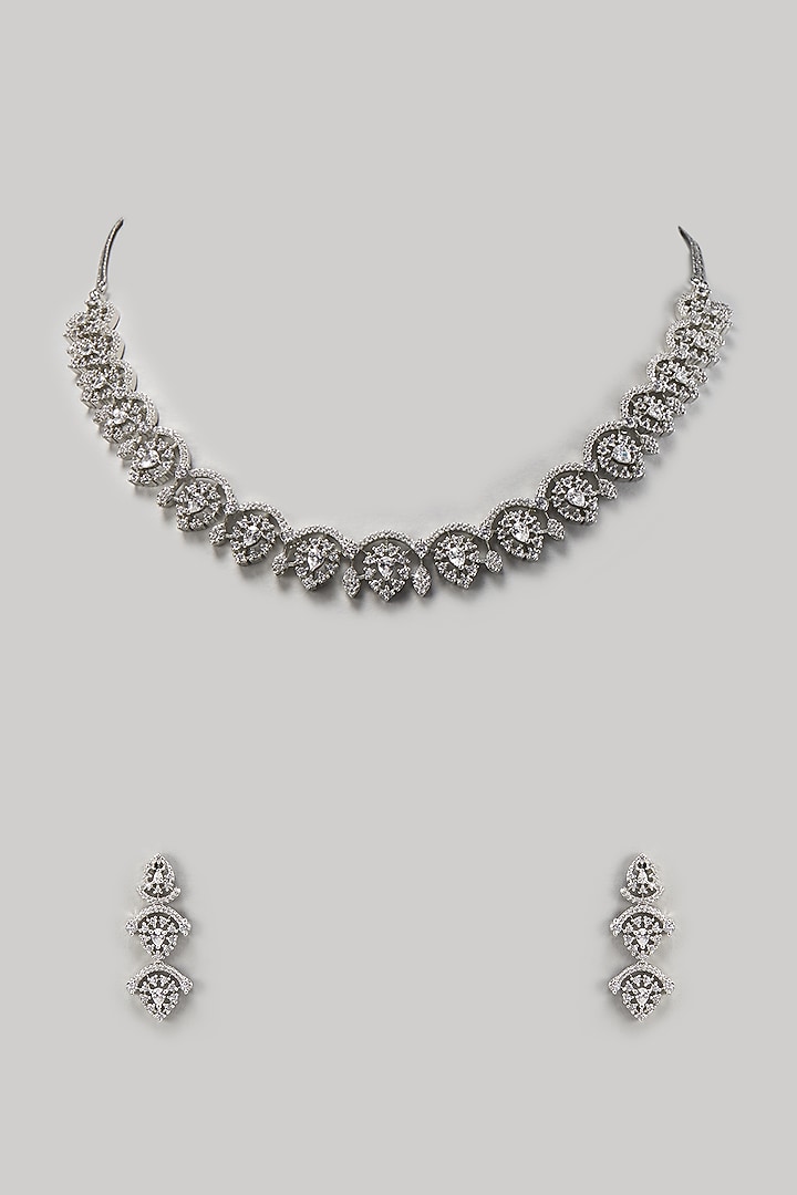 White Finish Zircon Necklace Set by Aster at Pernia's Pop Up Shop