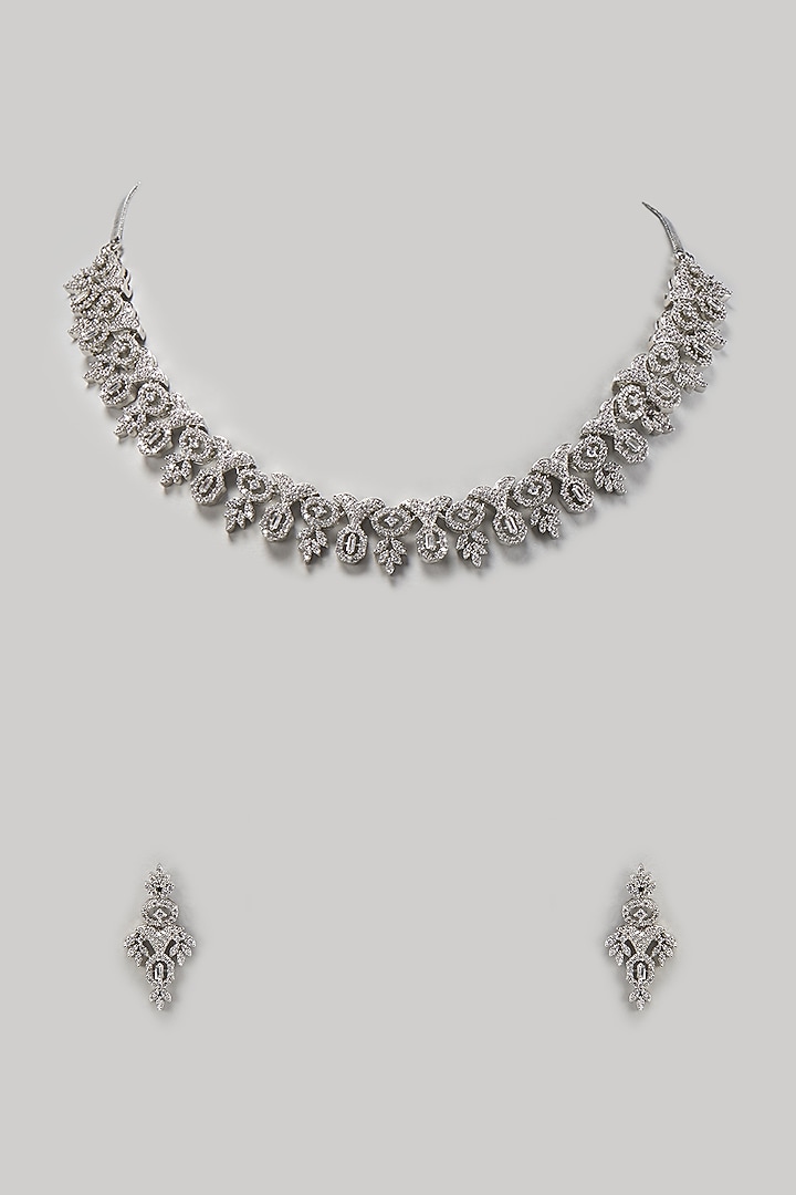 White Finish Zircon Necklace Set by Aster at Pernia's Pop Up Shop