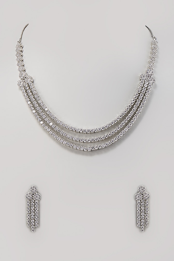 White Finish Zircon Necklace Set by Aster at Pernia's Pop Up Shop