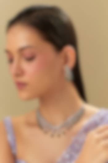 White Finish Zircon & Emerald Stone Necklace Set by Aster at Pernia's Pop Up Shop