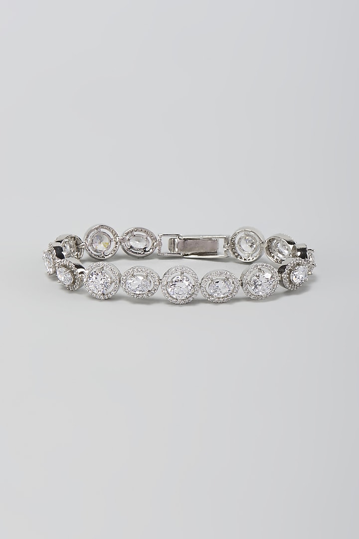 White Finish Faux Diamond Openable Bracelet by Aster at Pernia's Pop Up Shop