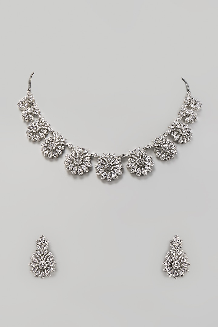 White Finish Zircon Necklace Set by Aster at Pernia's Pop Up Shop