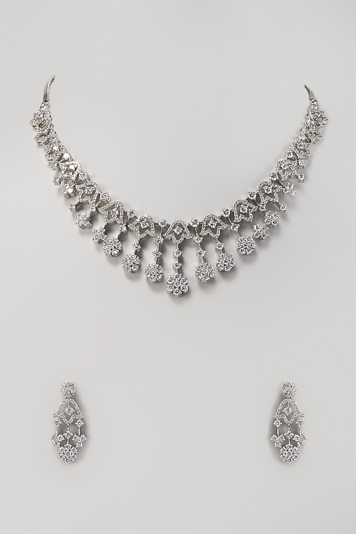 White Finish Zircon Necklace Set by Aster at Pernia's Pop Up Shop