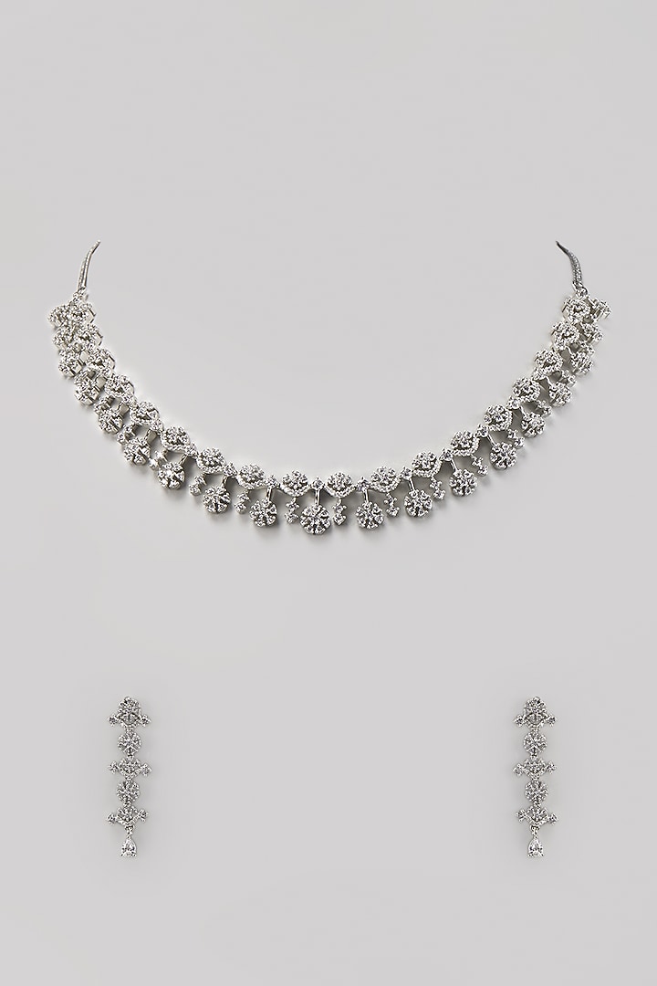 White Finish Zircon Necklace Set by Aster at Pernia's Pop Up Shop